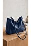 Noya Soft Model Zippered Women's Hand and Shoulder Bag Navy Blue - 2