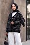 V-Neck Mixed Pattern Buttoned Knitwear Cardigan - Black