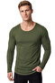 Men's Khaki 95% Cotton Slim Fit Cut-Out Open Collar Lycra Combed Cotton Sweatshirt Oval Cut 2602299 - 2