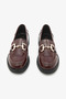 Burgundy Patent Leather Genuine Leather Chain Buckle Women's Loafer Shoes - 6