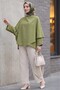 Buttoned Shoulder Bat Sleeve Modal Kimono Poncho -Khaki - 3