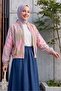 Patterned Summer Jacket with Elastic Sleeves and Waist, Pockets and Zipper - Pink - 3