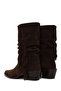 Women's Brown Thick Heeled Suede Leather Cowboy Boots Af170025Ds - 6