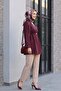 Elastic Waist, Folded Sleeves, Single Button Crepe Kimono - Plum