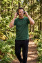 Men's 95% Cotton Regular Fit Comfortable Cut Double Sleeve Crew Neck Lycra Green T-Shirt 2604361 - 3