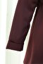 Elastic Waist, Folded Sleeves, Single Button Crepe Kimono - Plum - 7