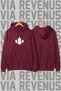 Maple Printed Unisex Wide Fit Claret Red Hoodie Sweatshirt - 3 Thread Fleece Hood with Drawstring Detail