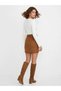 Women's Suede Belted Mini Straight Fit Skirt - 2