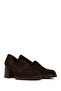 Women's Brown Thick Heeled Suede Leather Loafer Af170022Ds - 2