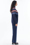 Mixed Pattern Knitwear Tunic Navy Blue - 6