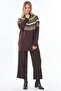 Mixed Pattern Knitwear Tunic Brown - 2