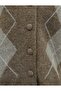 Round Neck Buttoned Front Diamond Pattern Soft Knitwear Cardigan -Mink - 6
