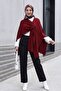 Casual Cut Daily Knitwear Poncho -Burgundy - 5