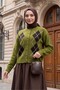 Round Neck Buttoned Front Diamond Pattern Soft Knitwear Cardigan - Olive Green - 4
