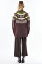 Mixed Pattern Knitwear Tunic Brown - 5