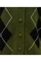 Round Neck Buttoned Front Diamond Pattern Soft Knitwear Cardigan - Olive Green - 7