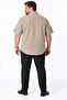 Large Size Men's Short Sleeve Shirt Linen Look 100% Cotton - 4