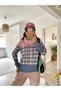 Women's Long Sleeve Turtleneck Lace-Up Patterned Ruffled Diver Blouse - 7