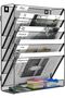 2 Pack Desk File Organizer 6-Tier Mesh Hanging Wall File Organizer Vertical Holder Rack for Off