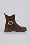 Women's Brown Suede Buckle Zippered Comfortable Sole Stylish Design Daily Boots - 3