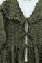 Lace-up front, feather textured clip jacquard kimono - khaki - 5