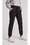 Women's Black 3-Thread Ribbed Elastic Leg Sweatpants - 3