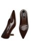 Women's Shiny Brown Wrinkled Textured Pointed Toe Short Heel Comfortable Daily Stiletto - 4