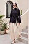 Asymmetrical Cut Lace Detailed Combed Cotton Sweatshirt - Black - 5