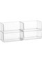 Set of 4 Clear Plastic Stackable Food Fridge Storage Organizer Box with Wide Open Front for Kitchen and Table - 6