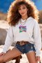Women's Oversize Hoodie Back to the 90's Printed White - Hooded, Kangaroo Pocket, 3 Thread Fleece