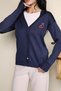 Navy Blue Women's Embroidered Knitwear Cardigan - 5