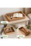 S310 Rattan Serving Tray, Set of 3 Rectangular Woven Tray, Natural Wicker Decorative Serving Baskets - 3