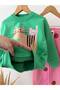 New Season Cat Printed Girls' Top and Bottom Set - 4