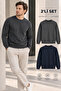Men's Set of 2 Crew Neck Basic Sweatshirts Anthracite & Navy Blue