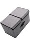 Zerodis Fabric Storage Cube Grey Fabric Storage Box with Dual Lid and T - 4