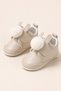 Baby Beige Rabbit Ear Pompom Velcro Soft Sole Booties First Step Shoes (4-12 Months / 18-19 Size) - L-382 - 2