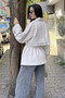 Stone Lace Detailed Striped Trench Coat - 5
