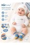 100% Cotton 3 Pairs of Flexible Antiallergic Dog Patterned Blue Male Newborn Baby Socks (0-1 Year Old)