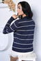 Navy Blue Women's Striped Knitwear Cardigan - 6