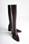 Women's Brown Boots with Pointed Toe and Zipper, Elastic