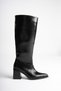 Women's Black Boots with Pointed Toe and Zipper, Elastic - 6