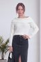 Women's Madonna Collar Off Shoulder Ribbed Knitwear Blouse Stylish Casual Design Pink, Navy Blue, Yellow, White - 6
