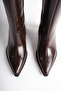 Women's Brown Boots with Pointed Toe and Zipper, Elastic - 4