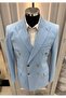 Men's Slim Fit Gold Button Double Breasted Blazer Single Jacket - 2