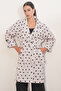 9104 Double-Breasted Collared Lined Trench Coat - Ecru