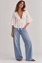 Embroidered Scallop Blouse with Flywheel Sleeves - 3