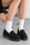 Nastia Women's Suede Black Tasseled Thick Threaded Sole Oxford Loafer Masculine Casual Shoes 5 cm Heel - 8