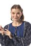 Long Sleeve Beren Floral Pattern Winter Midi Length Flannel Dress Violet Blue Mnksmv - 6