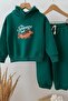 Boys' Green Hooded Dog Print Cotton Sweatshirt and Green Sweatpants Top and Bottom Set - 7
