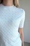 Crew Neck Hair Braided Glittery Soft Textured Blouse - 6